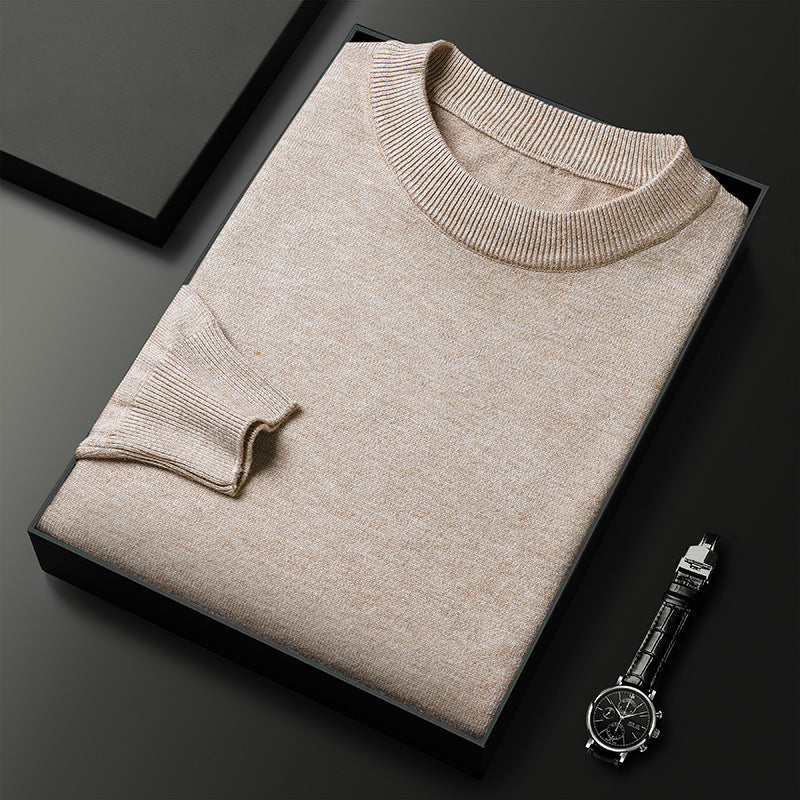 Men's Warm Leisure Solid Color Round Neck Sweater