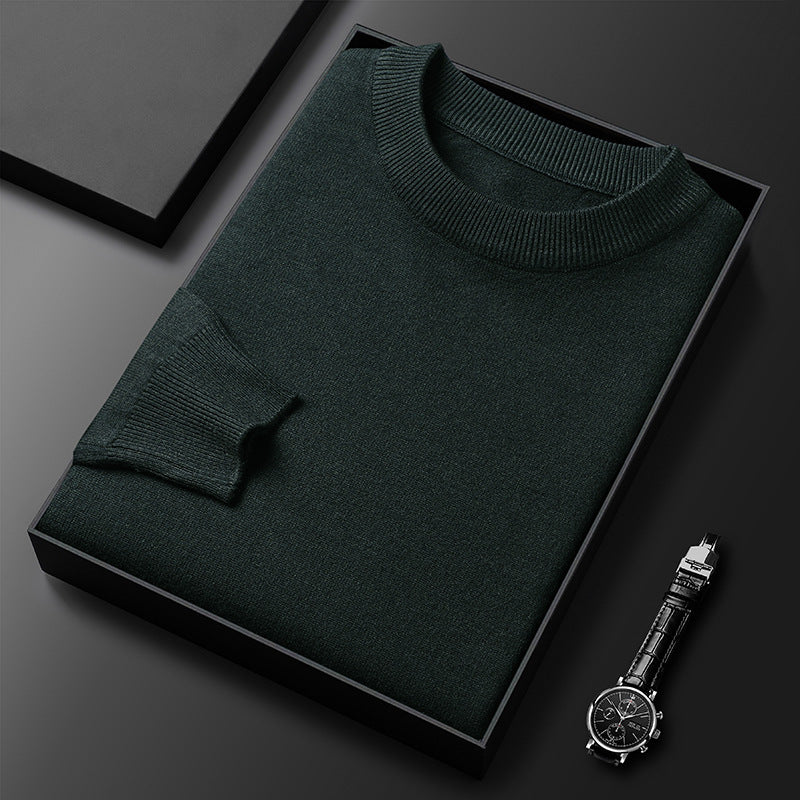 Men's Warm Leisure Solid Color Round Neck Sweater